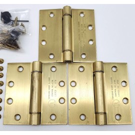 S. Parker UL1279 Self Closing Hinges 4.5" x 4.5" Satin Brass USA Made 3 Pack