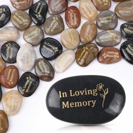 Yuntau 36 Pcs Memorial Stones 1.97 Inch Celebration of Life Inspirational Favor River Rock Engraved in Loving Memory Funeral Decoration Favors Gift for Father's Day