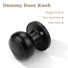 Probrico (6 Pack Classic Closet Door Knobs Dummy Door Knob, Individual Non-Turning Dummy Door Knob Single Side, Black Interior Door Knobs, Easy Installation