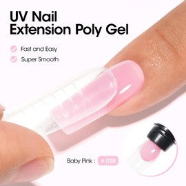 Gellen Poly Nail Gel Nail Extension Gel Nail Strengthener, 60 g 038 Baby Pink Trendy Nail Art Design Builder Gel Manicure Enhancement Gel for Beginner Professional Nail Art Salon Easy DIY at Home