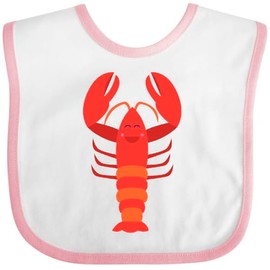 inktastic Lobster Cute Ocean Creature Baby Bib White and Pink 2c1c0