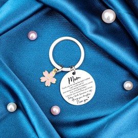 ICHRATI Mother of the Bride Gifts from Daughter Wedding Day Christmas Mother of The Bride Women Jewelry Mother’s Day Wedding Gift for Mom Flower Stainless Steel Keychain