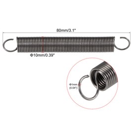 sourcing map Tension Spring,10mm OD,1mm Wire Size,136mm Extended Length,80mm Free Length,Spring Steel,3.3Lbs Load Capacity,Grey 4pcs
