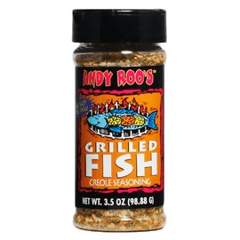 Andy Roo's Salt-Free Grilled Fish Creole Seasoning, 3.5 Ounce Shaker (Salt-Free, No MSG, All Natural Blend)