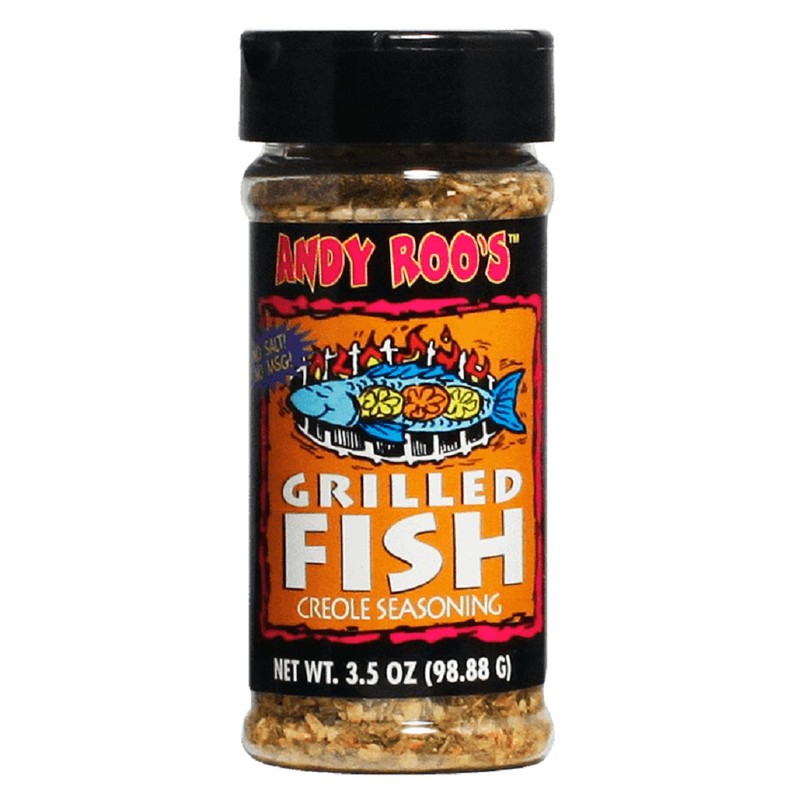 Andy Roo's Salt-Free Grilled Fish Creole Seasoning, 3.5 Ounce Shaker