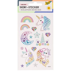folia 18301 Shiny Unicorn Stickers, 15 Stickers, Made of Colourful Rhinestones, in Various Designs, Easy to Peel Off The Film