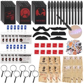 Vanblue 134Pcs Detective Party Favors Spy Kit Escape Toom Birthday Party Decorations Supplies Invisible Ink Pen Magnifying Glass Gift for Kids Treat Bags Stuffers Pinata Filler Classroom Prizes