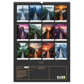 Brücken (Wandkalender 2026 DIN A2 hoch), CALVENDO Monatskalender: Brücken in jahreszeitlichen Landschaften - KI generiert (CALVENDO Orte)