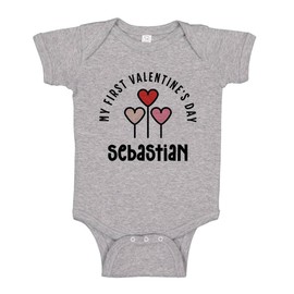 TATY Kids My First Valentine's Day Sebastian Baby Infant One Piece Bodysuit 6 Months Heather Grey
