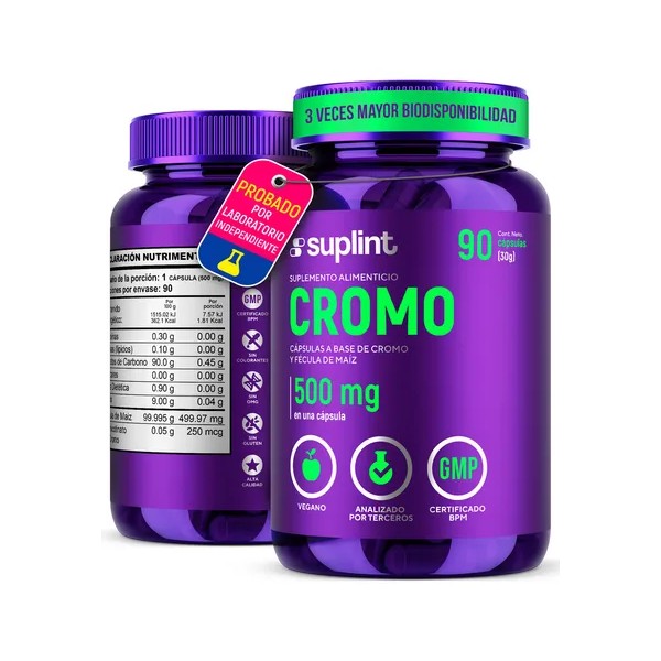 Suplemento Polynicotinato De Cromo 250 Mcg 60 Cápsulas Sabor Sin