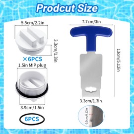 MorningRo 6 Pcs 1.5" Threaded Pool Spa Return Winterizing Plug Filter Drain Plug Sp1022c with 6 Pcs O-Ring, 1 Removal Tool with Handle Grip Compatible with Hayward Pentair for Winterizing Pools