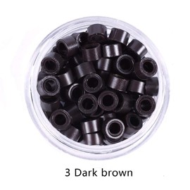 500pcs Silicone Lined Micro Links Rings Beads Hair Feather Extensions 5.0x3.0x3.0 mm Hair Beads (Dark Brown)