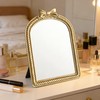 Gold Bow Resin Frame Mirror, Dual-Use Tabletop & Wall Mounted