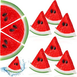 Fake Watermelon Simulation Watermelon Slices Artificial Watermelon Slice Realistic Lifelike Watermelon Slices Fake Fruits Plastic Watermelon Decor for Christmas Photography Props (7 Pieces)