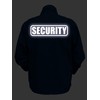 Security Zipped up Windbreaker in Black with White/Reflective Decorations Front
