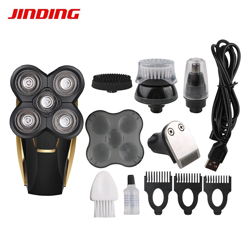 Jinding Electric Shaver Shaved Head Machine Five-head Rechargeable Waterproof Self-Assistant