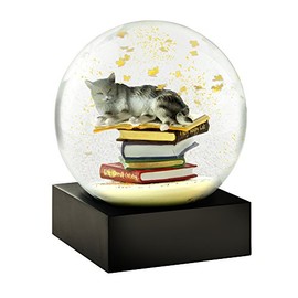 CoolSnowGlobes Cat on Books Cool Snow Globe
