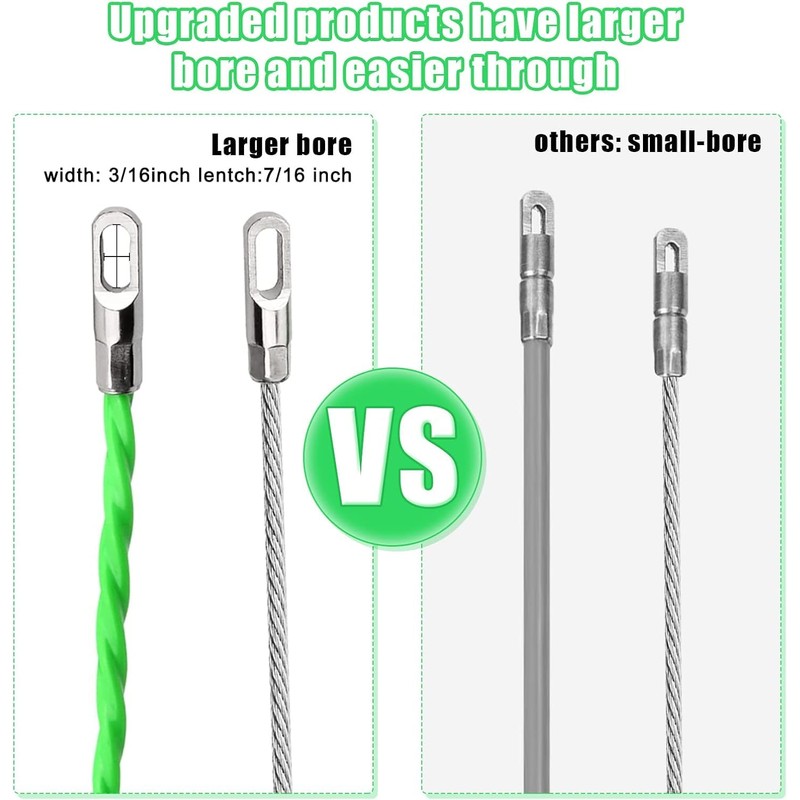 BILIPLE Fish Tape Cable Puller 15M/50FT Width 4mm Polyester Wall