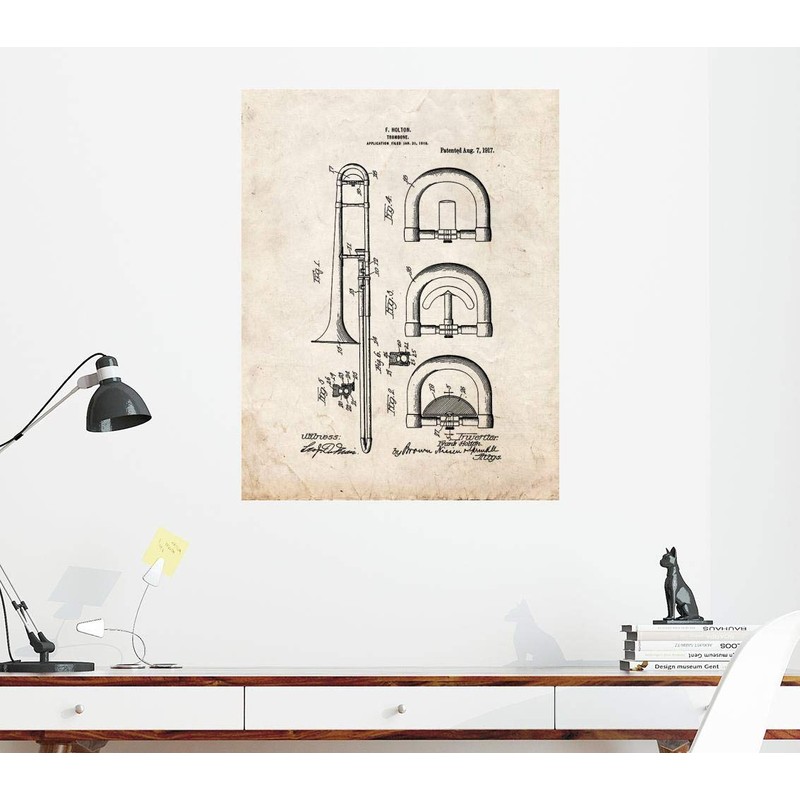 Frame a Patent Trombone M12487 Lacquer Print