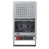 QFX Retro-40 Shoebox Cassette Tape Recorder Bluetooth AUX/USB Built Mic-silver