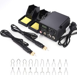 Wood Burning Kit 60W Pyrography Machine Professional Wood Burning Detailer Tool Set Gourd Wooden Craft Pyrography Kit with 20pcs Pyrography Wire Tips Dual Pen 110V