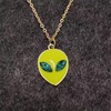 Dreuyet Crystal Alien Necklace for Women Men Rhinestone Cute Green