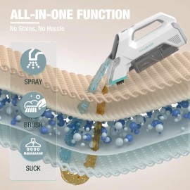 HAUSHOF 12V Handheld Cordless Carpet Cleaner 6.5KPa w/2 Tanks Spot Stain Cleaner