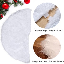 White Christmas Tree Skirt, Plush Faux Fur White Tree Skirts, 31Inch Round Christmas Tree Skirt, Christmas Trees Base Cover Mat Decorations for Xmas Year Party Holiday Home Decorations - Pure White