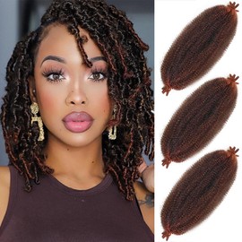 Hbegant Cabello Afro Trenza 16" 3 Paquetes, Cabello Afro Giro Elástico Pre-Esponjado Spring Trenza Cabello Pre Separado Envoltura Cabello Para Locos Suave Extensiones De Cabello(16"(Paquete De 3)) T35