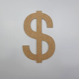 9" Dollar Sign, Unfinished MDF Art Shape by Wooden Craft Cutouts