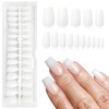 EternalClassic Soft Gel Nail Tips Acrylic Press on Nails Medium Coffin, 240Pcs Fake Nails Coffin Nails Tips, Pre-colored Gel Nail Tips, White Press on Nails Full Cover False Nails Kit
