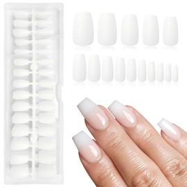 EternalClassic Soft Gel Nail Tips Acrylic Press on Nails Medium Coffin, 240Pcs Fake Nails Coffin Nails Tips, Pre-colored Gel Nail Tips, White Press on Nails Full Cover False Nails Kit