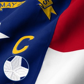 G128 North Carolina State Flag | 1x1.5 Ft | StormFlyer Series Embroidered 220GSM Spun Polyester | Embroidered Design, Indoor/Outdoor, Brass Grommets, Heavy Duty, All Weather