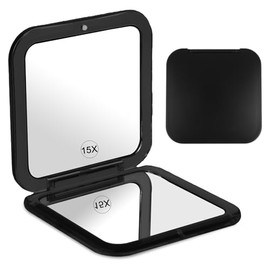 Kompaktspiegel Faltbarer Make-up Spiegel 3 Stück Set Herz Mond Stern Design 7x6,5cm Schwarz Tragbarer Doppelseitiger Kosmetikspiegel Reise Zubehör Geschenk für Damen