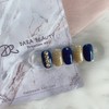 [Handmade Nail Tips] Gold Glitter Navy Stone Nails / [수제네일팁]