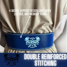 Arsa Fitness Leather Weightlifting Belt for Powerlifting, Bodybuilding, Deadlifting, Squatting, Lower Back Support Adjustable Buckle for Men & Women - SKINZ Series (Dark Blue, Large)