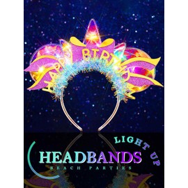 EARENT Light Up Birthday Headbands Glow Octopus Happy Birthday hair band Flashing Costume Hair Accessories for Women