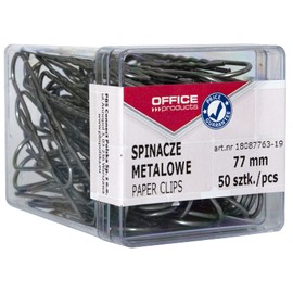 Office Products 18087763-19 Paper Clips Metal Letter Clips Silver in Box / 77 mm - Pack of 50 / in Practical Storage Box / Paper Clips