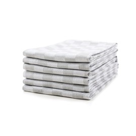 100% Cotton Tea Towel - Grey Chequered Pattern, Pack of 6 | Kitchen Towel Set | Absorbent, Strong, Quick Dry & Machine Washable | for Home Decor & Bathroom Accessories