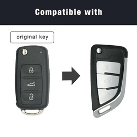 BROVACS BROVACS Modifiziertes verbessertes Schlsselgeh?use, kompatibel mit Volkswagen Golf Polo Tiguan Jetta Passat Skoda Seat 3 Tasten Keyless Entry Flip Remote Key Case Fob SS8201D