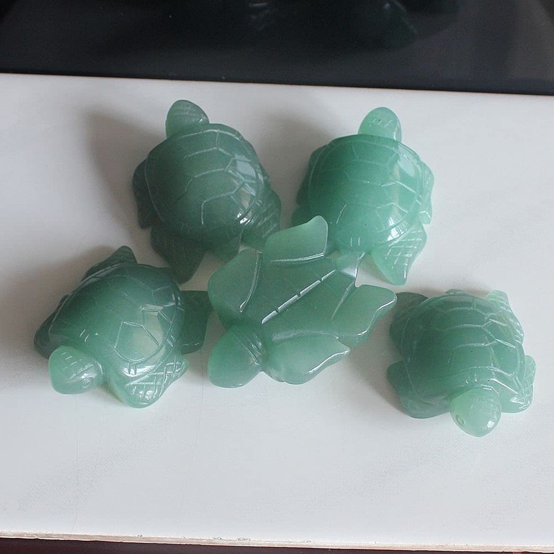2'' Hand Carved Gemstone Crystal sea Turtle Figurine Animal Carving