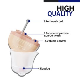 Hearing Aid, Hearing Amplifier, Digital Noise Cancelling to Aid and Assist Hearing, for Adults and Seniors, Invisible in Canal (CIC) In-Ear (SL02-Beige-Right)