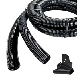 20ft - 1/2 inch Flame Retardant Split Wire Loom Tubing with Installation Tool - Flexible Wire Covers Cord Protectors - Black