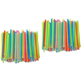 Slushie Cup Snow Cone Syrup Plastic Straws 300 pcs Disposable Spoon Straws Dual Use Drinking Spoon Straw for Shaved Ice (Mixed Color) Bubble Tea Straw Slushy Cup
