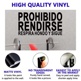 Inspirational Quotes Wall Decals for Gym: Office Motivational Positive Wall Stickers Vinyl Art for Classroom School Bedroom Living Room - Spanish Prohibido Rendirse 28.6" X 15"