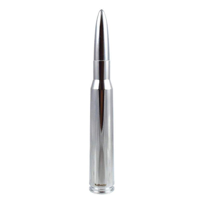 VMS RACING Anti-Theft Chrome 50 Caliber Bullet Stubby Short Antenna