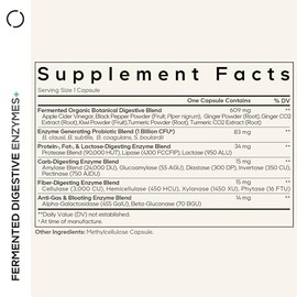 Codeage Suplemento Enzimas Digestivas Fermentadas Suministro Meses Probióticos Prebióticos Ingredientes Botánicos Fermentados Pancreáticas Múltiples