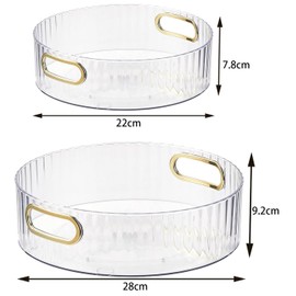 Pack of 2 Lazy Susan Turntable Kitchen Organiser, 360° Rotating Spice Holder, Multifunctional Spice Rack, Transparent Rotating Spice Holder for Kitchen, Pantry, Cupboard, Dresser