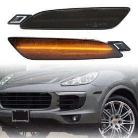 dtangor Smoke LED Amber Front Bumper Side Marker Light For Cayenne 958 2015-2018