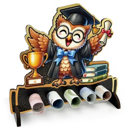 Happirra Graduation Money Gift Owl Wood, Passed Examination Gift, Money Gift 2025 Graduation Gifts, Bachelor, Master Degree Gift, Doctorate Degree Gifts - Black Gold